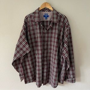 Ecara Mens Non-Iron Classic Fit Plaid Stretch Cotton Button Down Shirt Size 3X